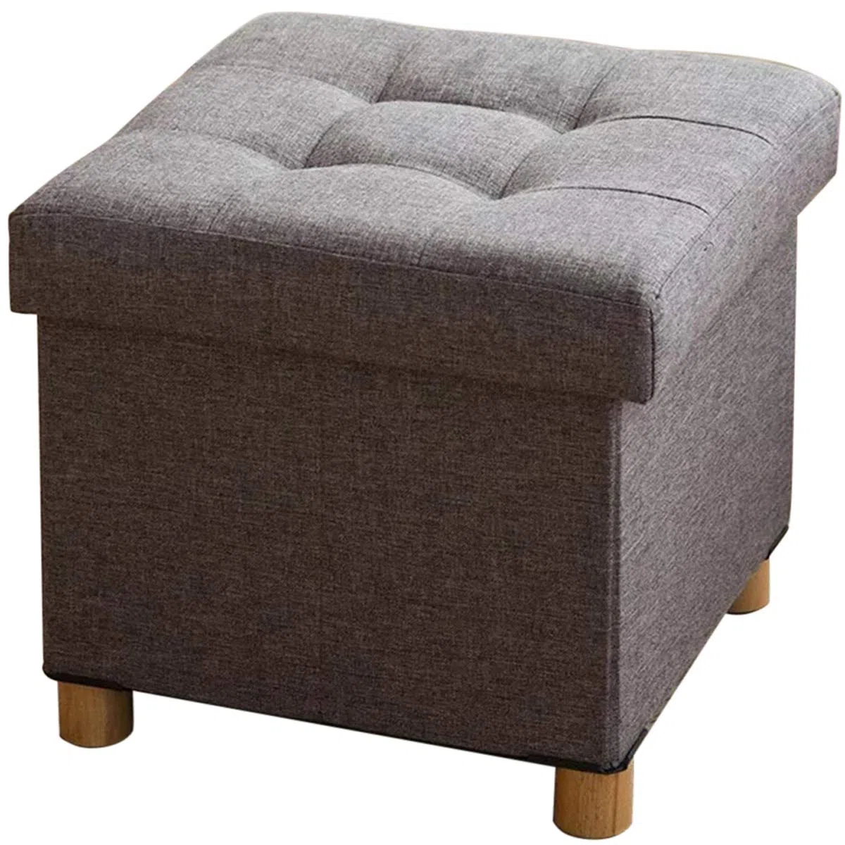 BRIAN & DANY Pouf Cubo Poggiapiedi Sgabello Contenitore Cassapanca Pieghevole 38 x 38 x 40 cm, Grigio