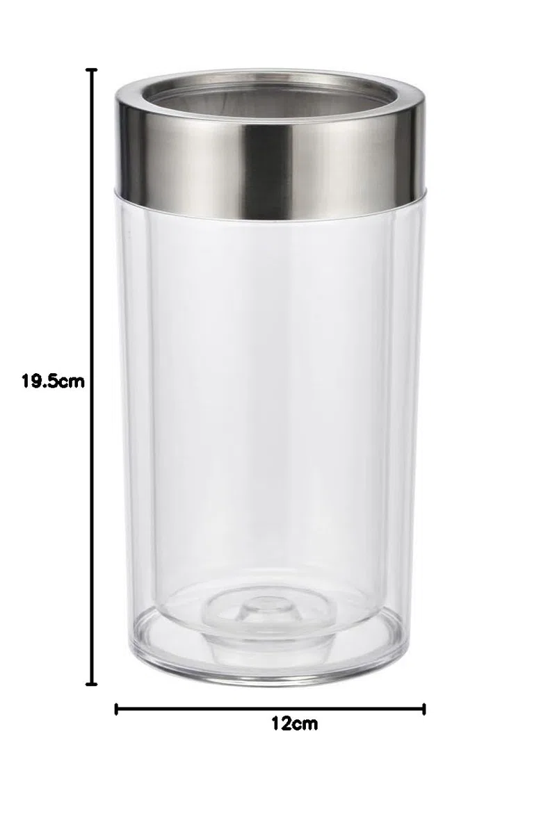 Bambelaa! Refrigeratore per vino e spumante, in plastica, a doppia parete, con anello in acciaio inox, ca. Ø 12 x H 19,5 cm