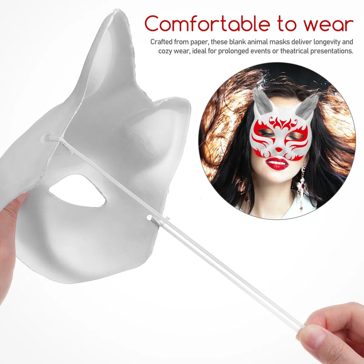 Gadpiparty Maschere Per Gatti Vuote Fai Da Te Con Capelli Sintetici Maschere Artigianali Di Carta Per Decorazioni Feste a Tema Cosplay E Progetti Creativi