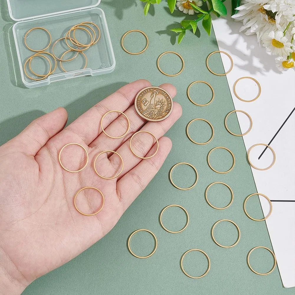 UNICRAFTALE 30 Pz di Anelli di Collegamento Dorati In Acciaio Inossidabile Anelli Rotondi Da 20mm Anelli Cavi Cornici Connettori Connettori per Gioielli Inm etallo per La Creazione di Gioielli DIY