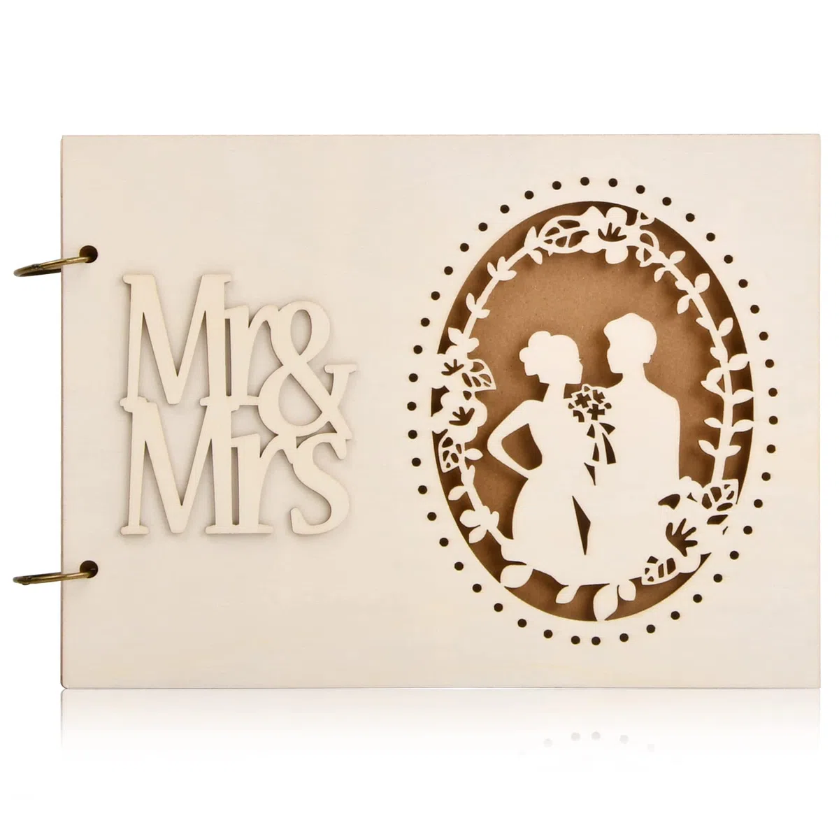 Mr & Mrs Libro degli Ospiti Libro degli Ospiti di Nozze in Legno con 40 Pagine Artigianato Innovativo Album per Anniversario Matrimonio Festa di Fidanzamento