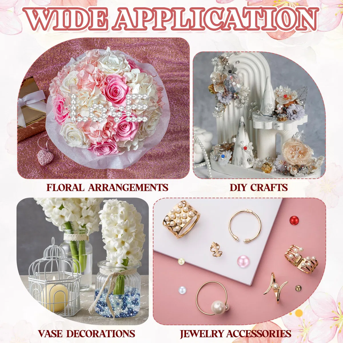 PATIKIL 1000 Pcs Perle Finte Senza Foro, 3mm 4mm 5mm 6mm 8mm Mini Perle Tonde Per Artigianato Gioielli Decorazioni Unghie Riempimento Vasi Compleanni Matrimoni Feste, Oro Scuro