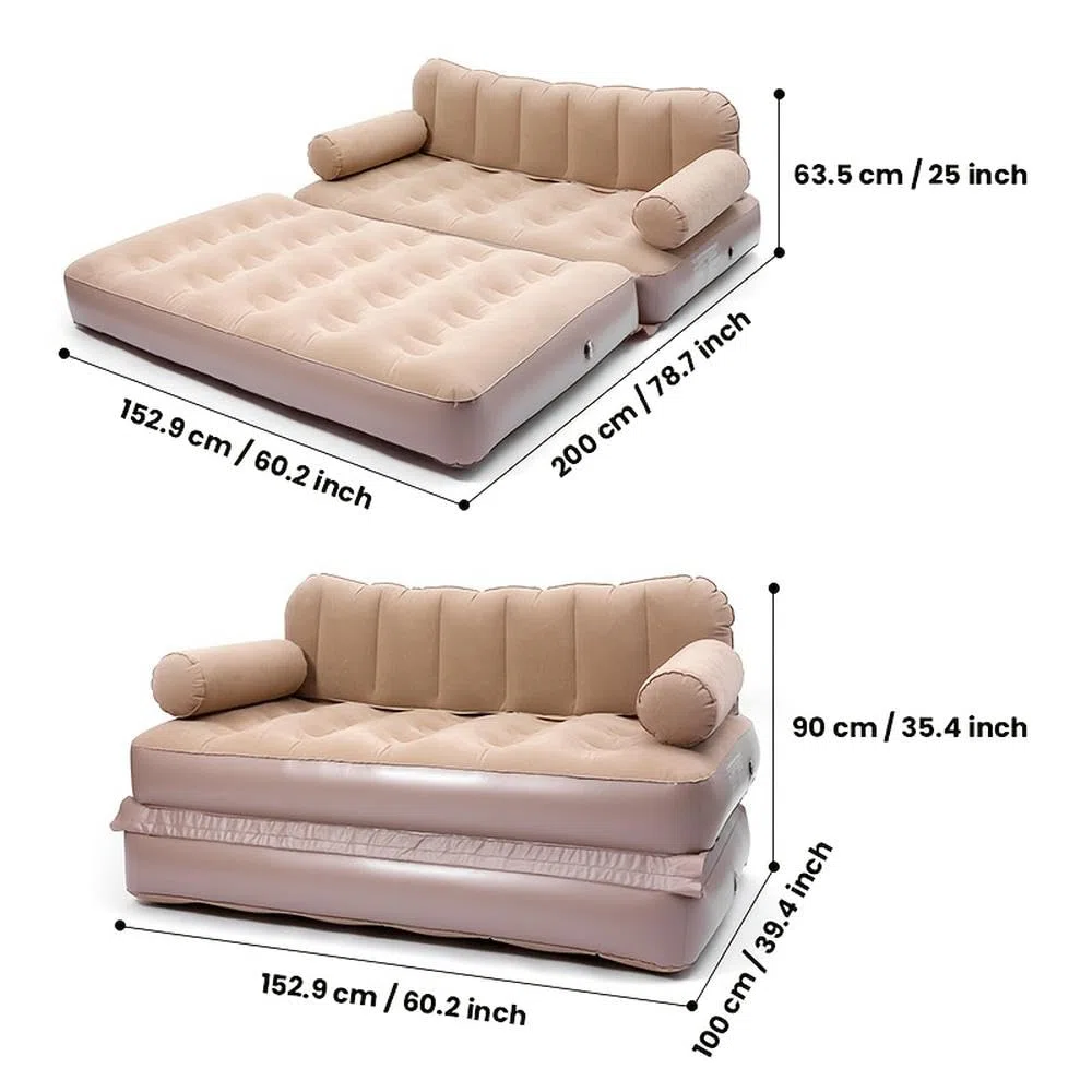 SYJYM Divano letto doppio pieghevole con pompa integrata per gonfiaggio automatico per campeggio all'aperto schienale gonfiabile divano letto