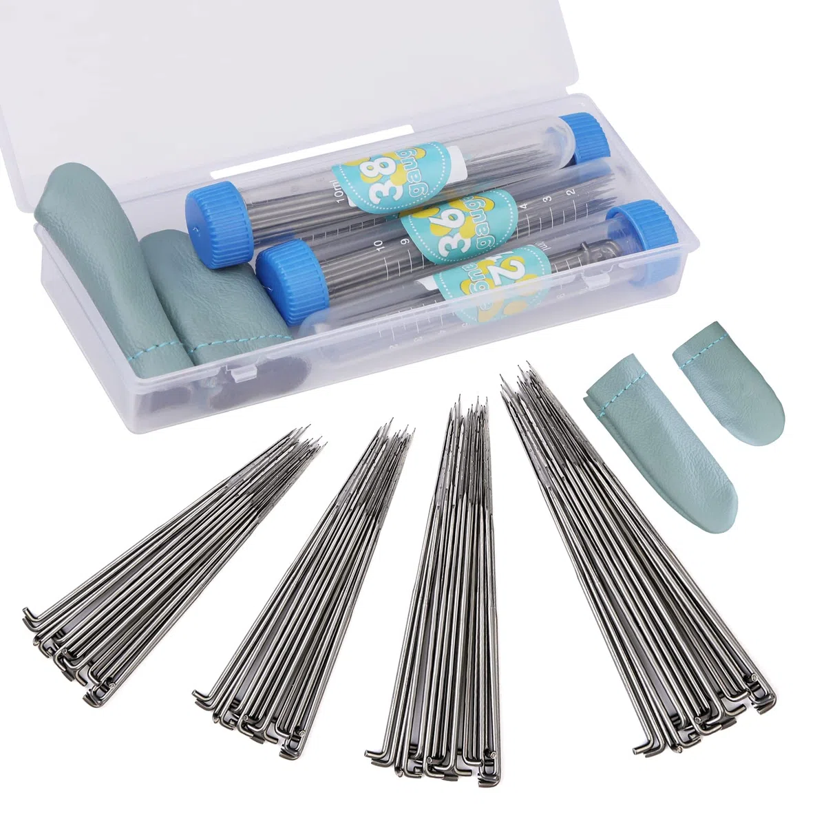 Benlay Set di 80 Aghi in Feltro in 4 Misure (36, 38, 40, 42 Gauge) - Attrezzi Con Dita e Aghi - Scatola per Principianti in Lana Argento