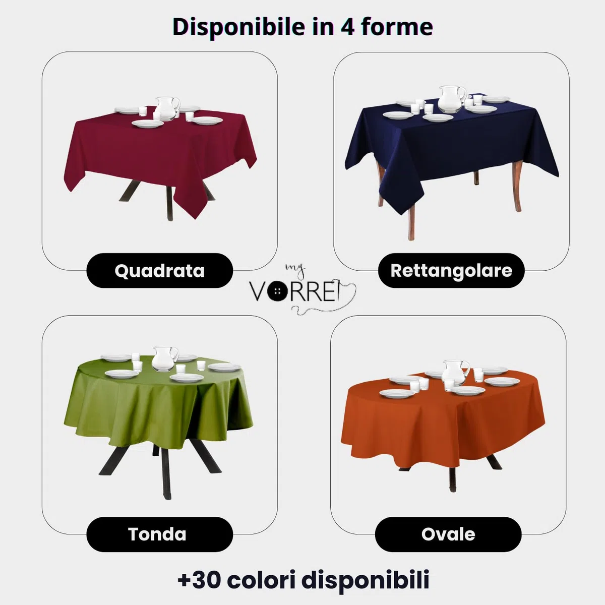 MyVorrei Tovaglia Tinta Unita Quadrata Cotone 100% cm 220x220