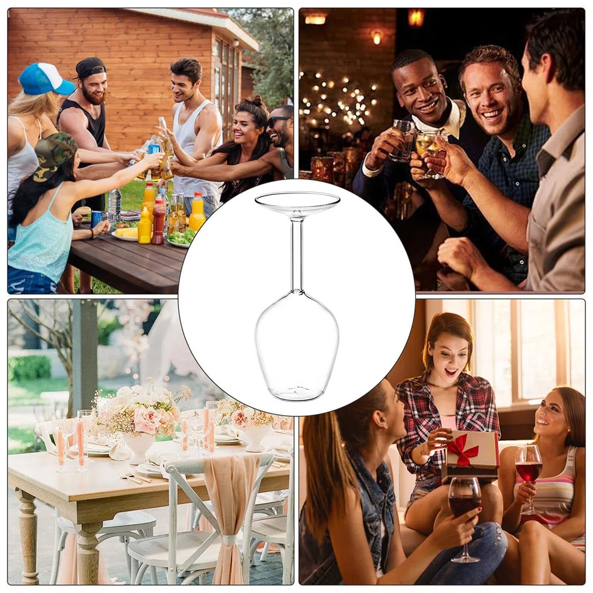 Bicchiere da vino a testa in giù, 400 ml, moderno, bicchiere da vino , novità per bevande calde e fredde, regalo di compleanno, San , Natale