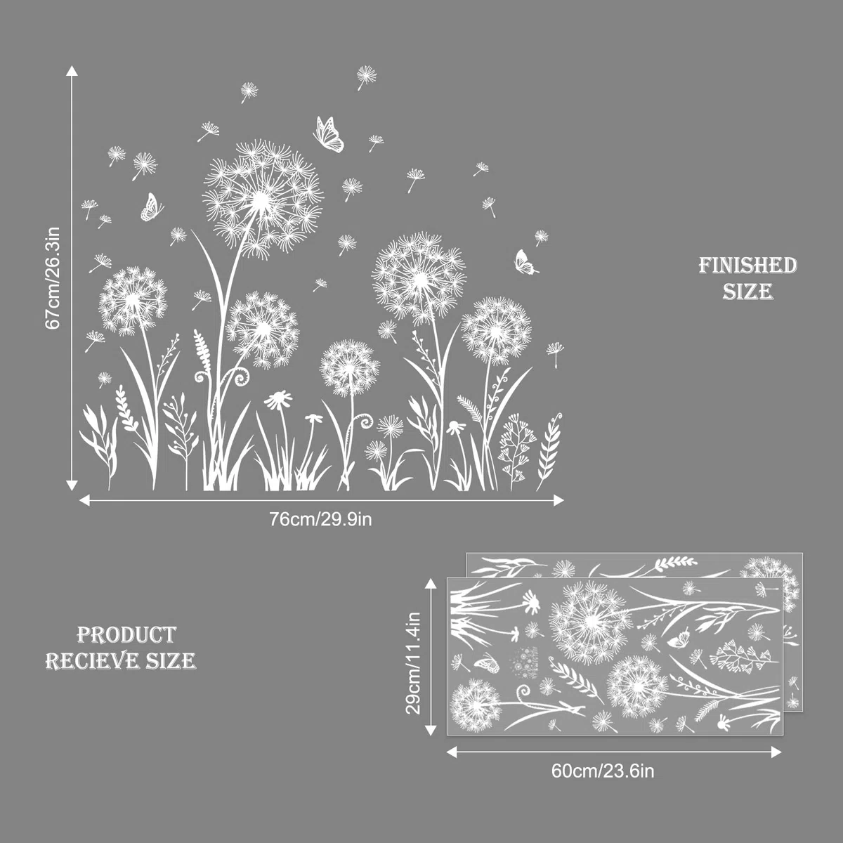 Supzone Bianco Adesivi Finestra Vetrofanie Dente di leone Farfalla Fiori Decorazioni Primavera e Estate, Decorazioni per Vetri Anti-Uccelli Adesivi Statici per Finestre