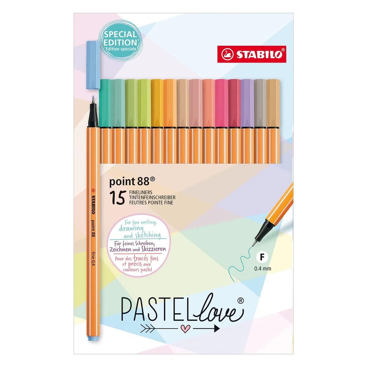STABILO point 88 - Fineliner - Pastellove Set - Astuccio da 15 - Colori assortiti