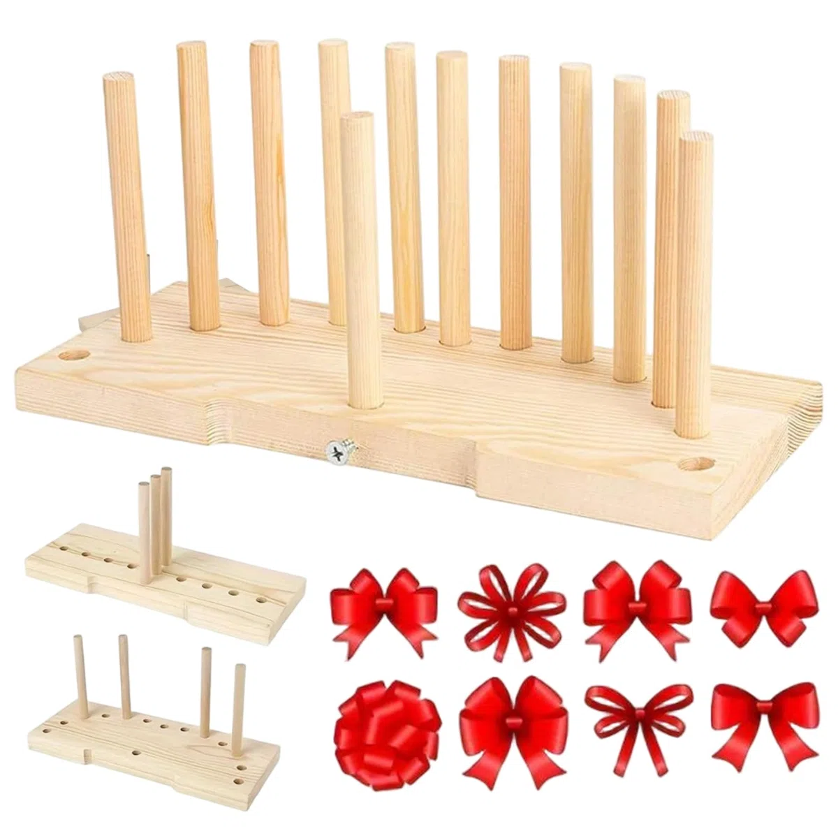 Fabbricatore di fiocchi creatore di nastri in legno con aste di centraggio Strumento portatile leggero per la creazione di fiocchi per confezioni regalo per gli appassionati del fai da te