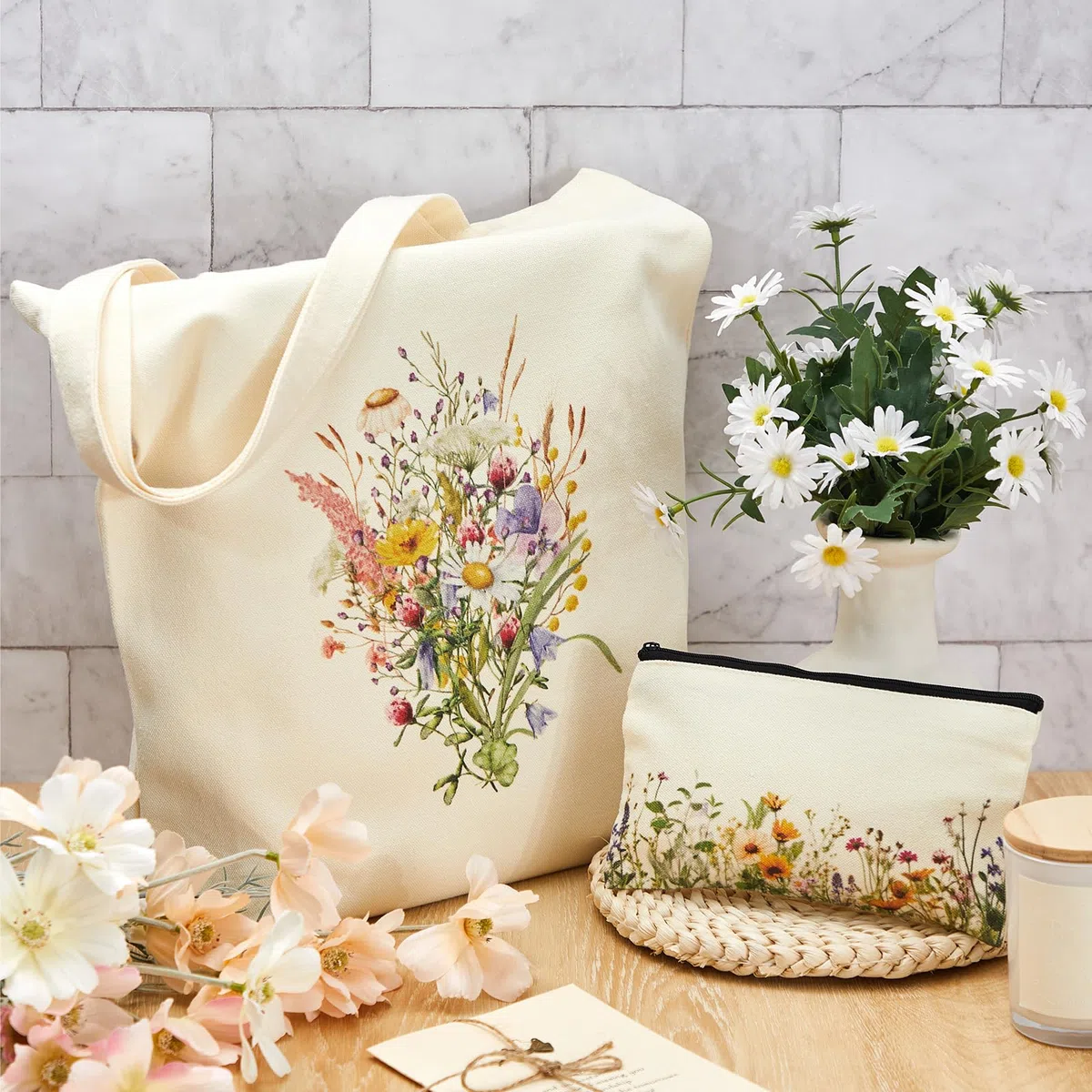 Hestya Tote Grande in Tessuto per Spesa, Shopping e Cosmetici - Borsa da Donna Stampata con Cerniera per Scuola, Lavoro e Viaggio