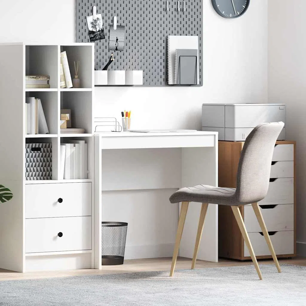 vidaXL Scrivania Bianco 80 x 40 x 76 cm, Scrivania compatta, Stile Moderno, Spazio ergonomico, Tavolo per Scrivere, Mobile Resistente per stanze Piccole
