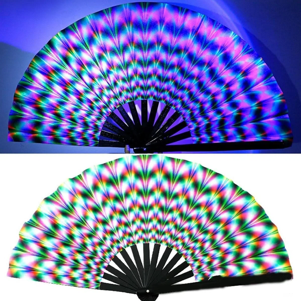 Fan di danza per donne, fan di illuminazione, Dancing Clack Handhell ​​Folding Fan, del festival cinese/giapponese, oggetti di scena fotografici per esibizioni sul palcoscenico, festival di compleanno