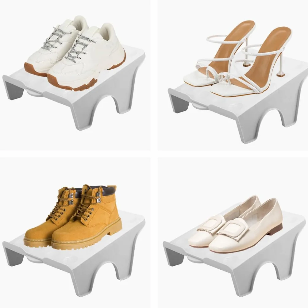 RANJIMA Organizzatore per scarpe, organizer per scarpe, doppio sc, antiscivolo, per armadio, per scarpe, per armadio, per scarpe, compatibile con casa, soggiorno (4 pezzi)
