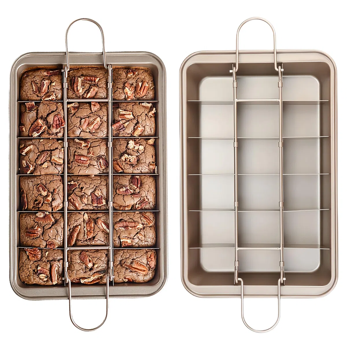 Brownie - Teglia da forno antiaderente, 31,5 x 20 x 4 cm, con pareti divisorie per 18 biscotti