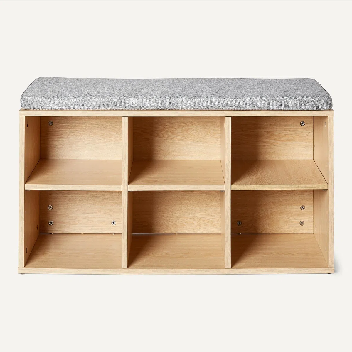 Amazon Basics - Scarpiera con Cuscino, Scarpiera con 6 Scomparti, Ripiani Regolabili, per Ingresso, 87 x 30 x 48cm, Rovere