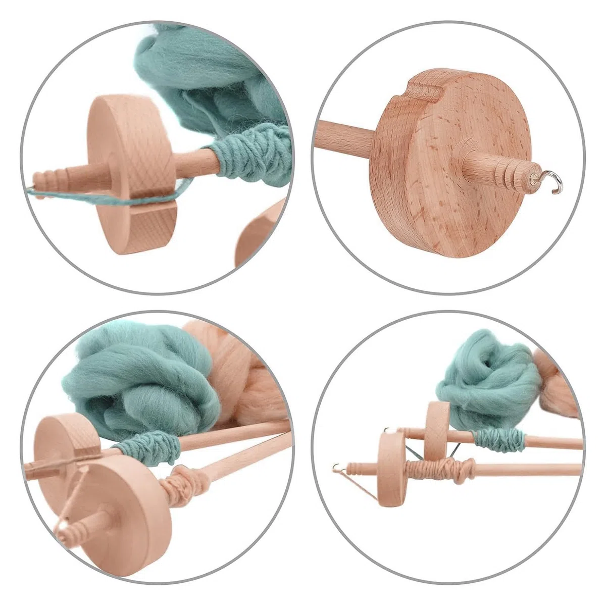 HERCHR Fuso a Goccia in Legno, Filatoio per Filato con Fuso a Goccia da 32,5 Cm/12,8 Pollici per Uncinetto Top Whorl Filatoio in Lana per Principianti