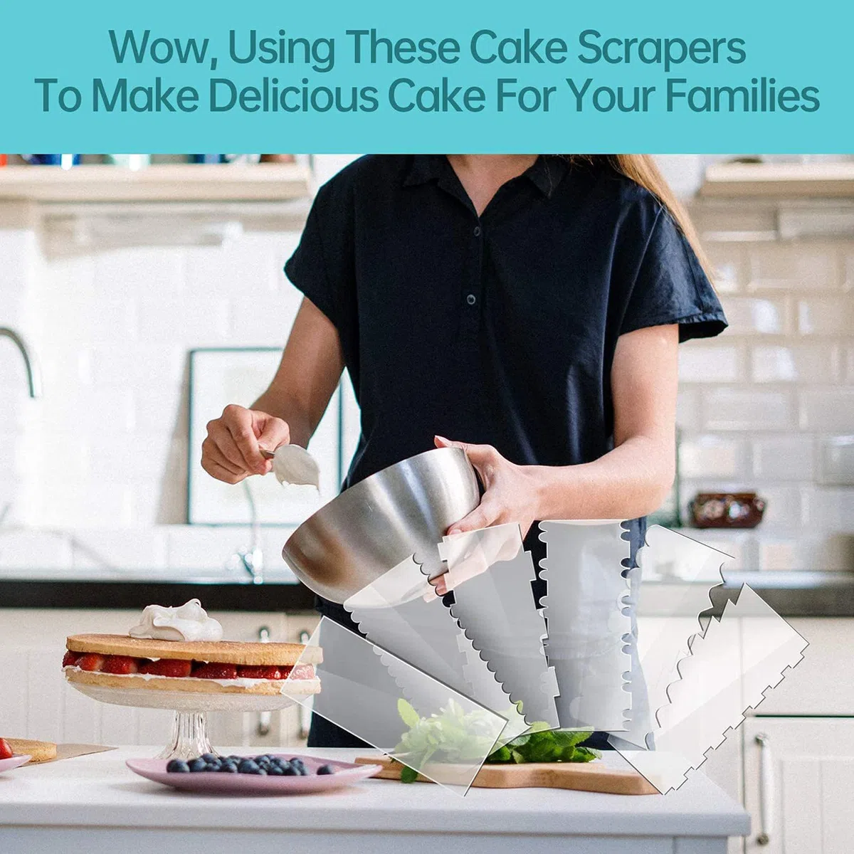 6 stili Acrilico Trasparente Raschietto per Torta Liscia ,Scraper per Lisciare, Raschietto per Torte per Decorazioni Dolci Raschietto,per DIY Torte mousse Confine,Utensili per Dolci Raschietto,24x10cm