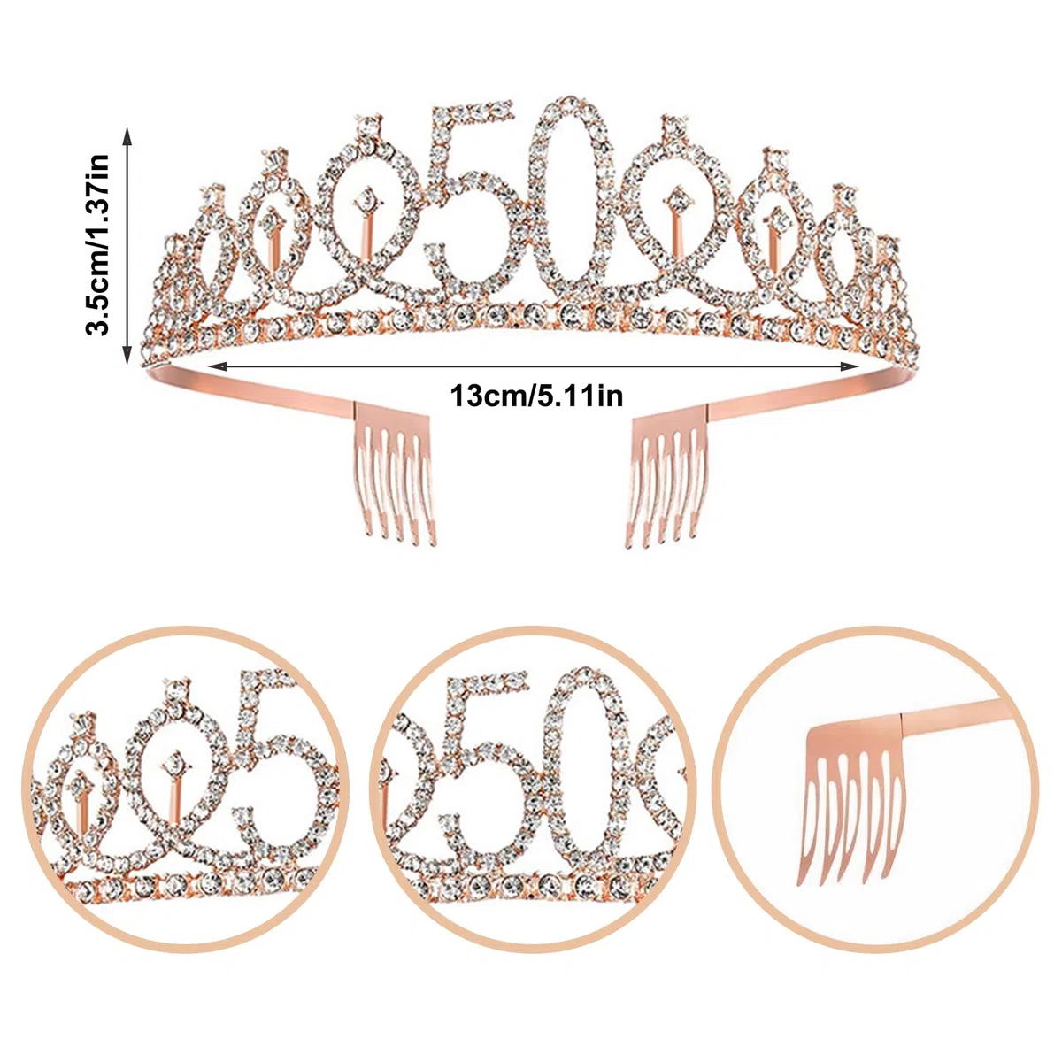 Donna Decorazione Fascia e Tiara Oro Rosa Corona RegaliRegalo Donna Per Decorazione Festa di Compleanno