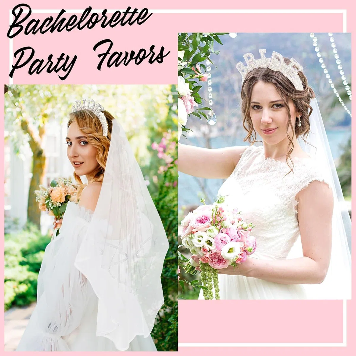 Cerchietto per Capelli con Perle, e Velo da Sposa Bianche, Cerchietto Bride, Cerchietto Sposa Perle, Cerchietto Bride e Velo, per Addio al Nubilato, Fidanzamento, Regalo Nuziale