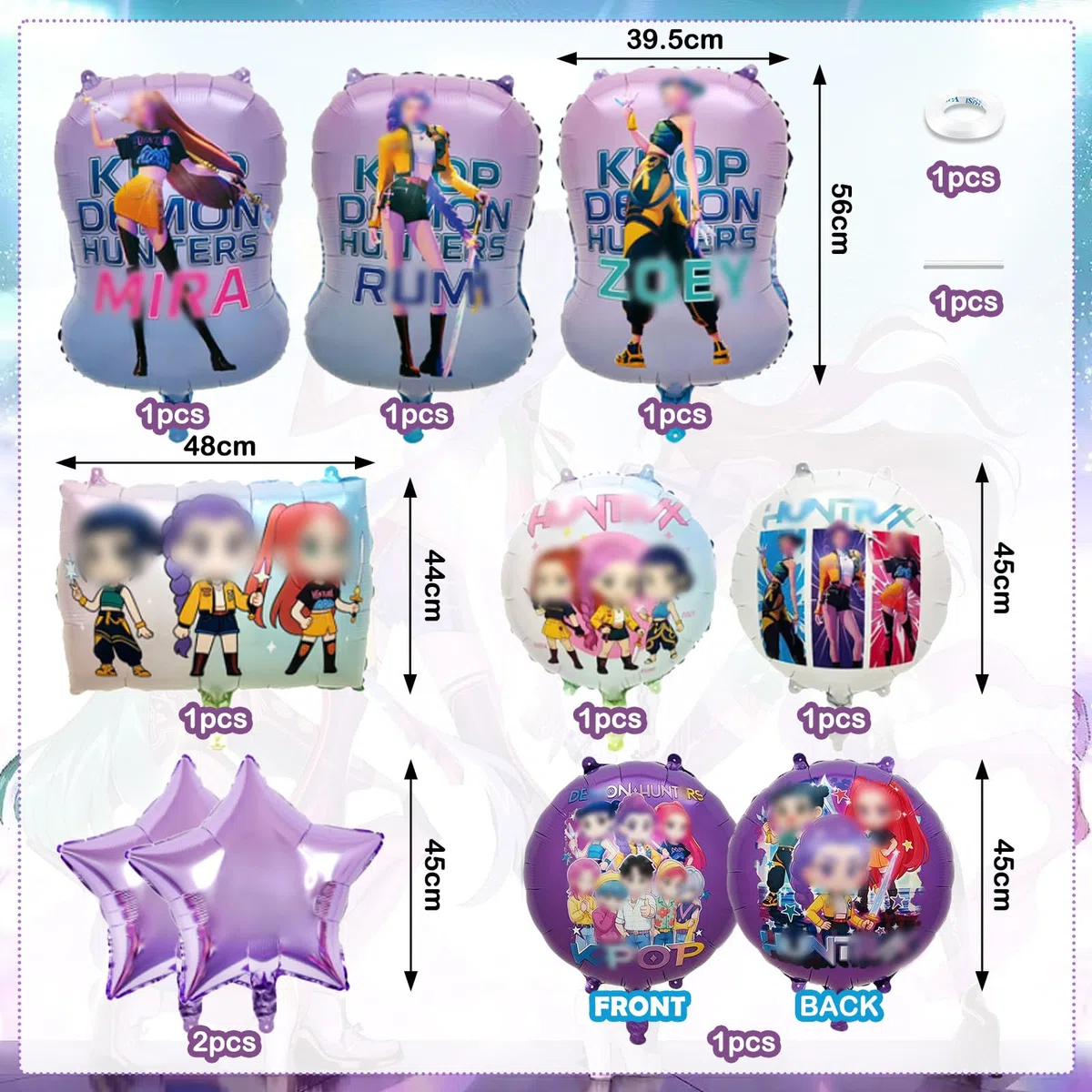 9 Pezzi Huntrs Kit Compleanno Ragazzi Ragazze, Kit Palloncini Decorazioni, Palloncini Decorazioni per Festa di Compleanno Bambini