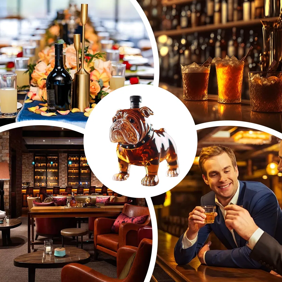 Bottiglia Whisky Bulldog, Decanter Liquori da Collezione, Oggetti Collezionabili Da Bar Per Hotel E Vetrine