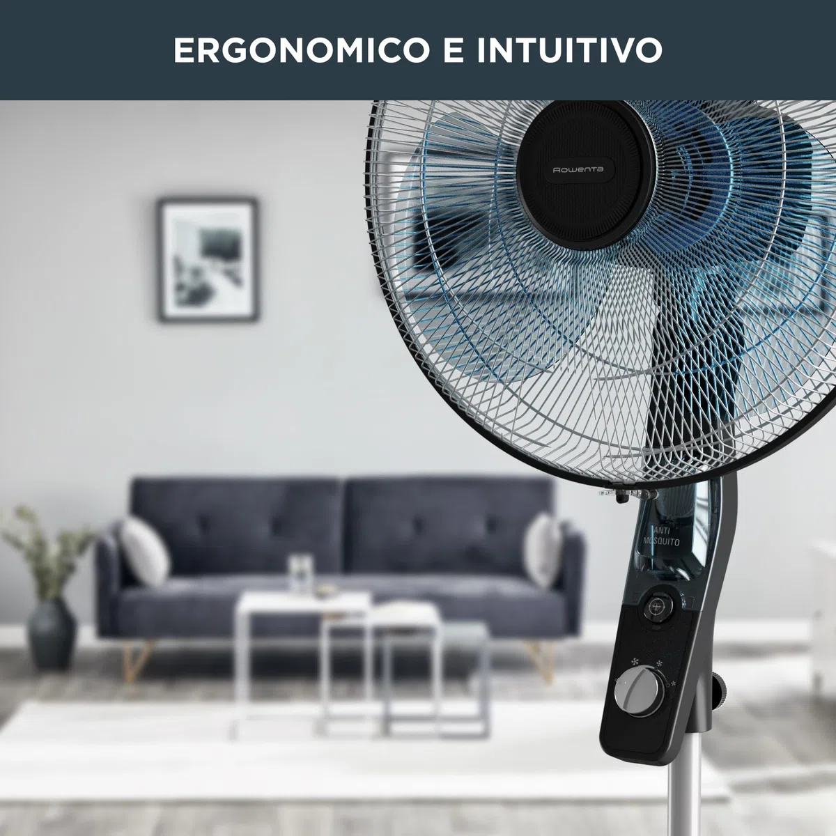 Rowenta Essential, Anti-mosquito, Ventilatore a Piantana, 3 Velocità, Ventilatore Silenzioso, Funzione anti-zanzare, Oscillazione 120 gradi, Altezza Regolabile, VU4420