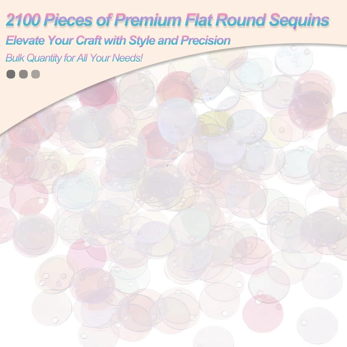 sourcing map Paillettes rotonde piatte, 2100 pezzi, 10 mm, sfuse, trasparenti, con foro laterale singolo, per fai da te, ricamo, creazione di gioielli