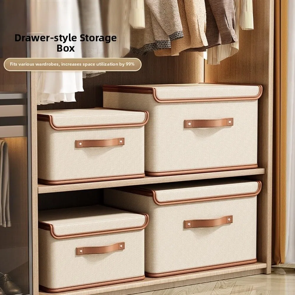 Contenitore in tessuto Oxford con coperchio ribaltabile, per vestiti, trapunte, biancheria e organizzazione della casa, design pieghevole (C)