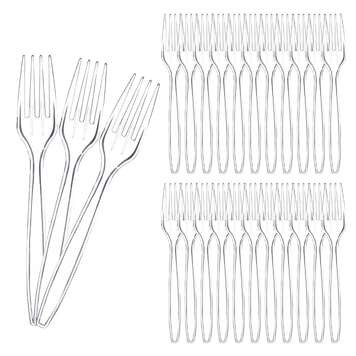 Forchette Plastica, 200pcs Posate di Plastica Riutilizzabili e Robuste per Eventi Aperto e Chiuso, Feste di Compleanno, Catering, Matrimoni