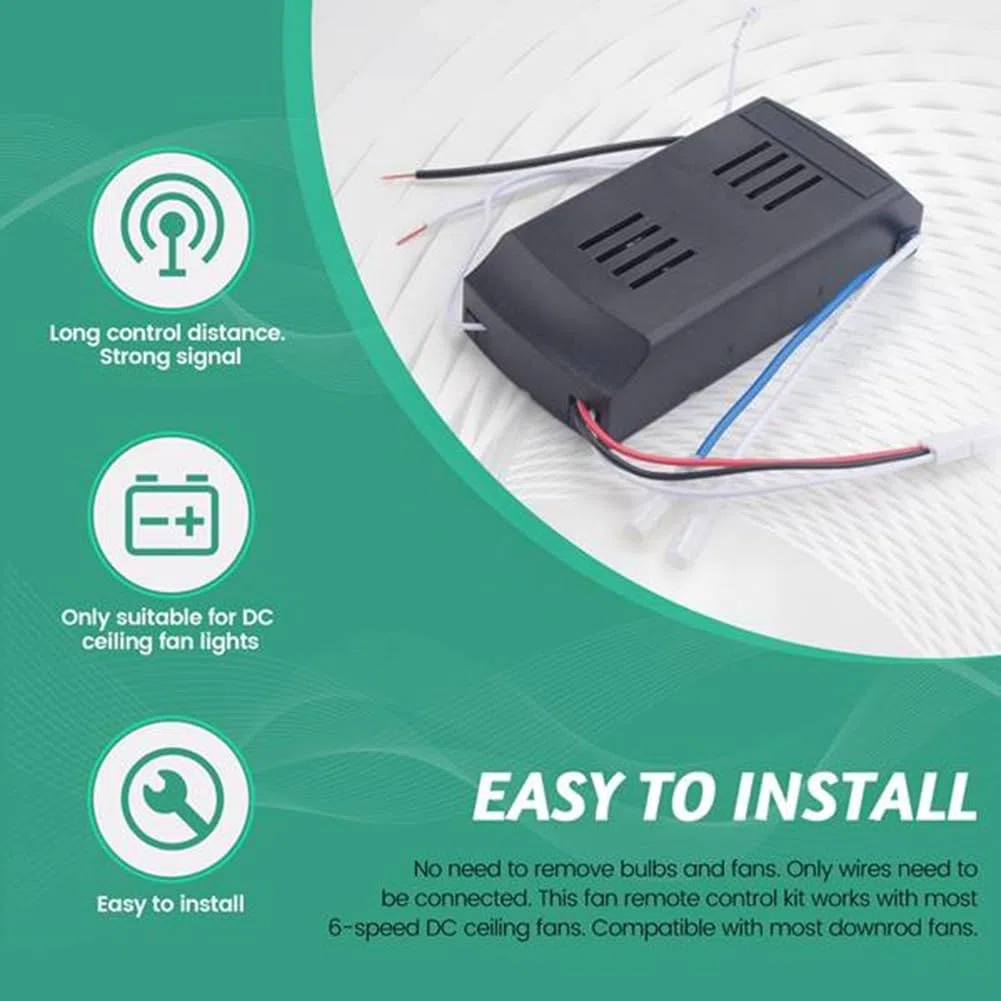 Kit Universale per Ventilatore A Soffitto 50W con 6 velocità e Funzione Timer per Ventilatore A Soffitto A Corrente Continua