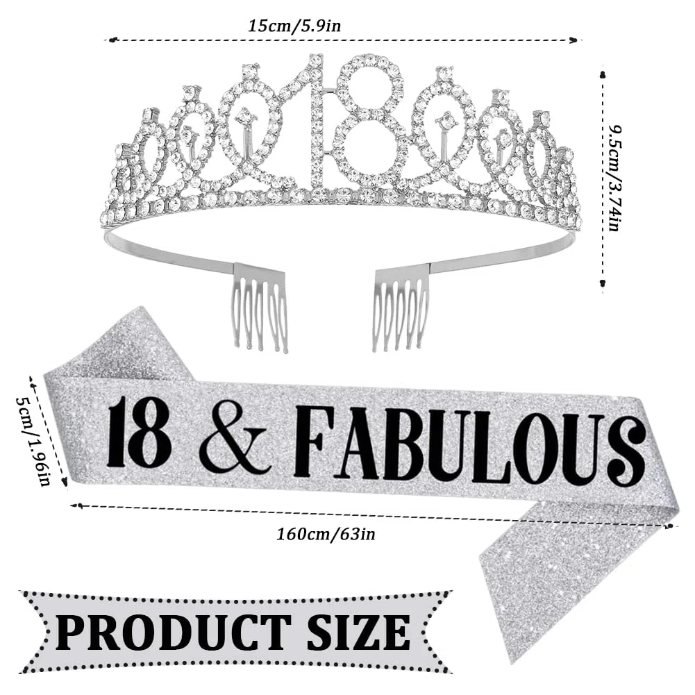18 Anni Compleanno Coroncina e Fascia,Tiara Coroncina Principessa Decorazioni,Cristallo corone di Strass e Fascia di Compleanno delle Donne per la Festa di compleanno delle Ragazze