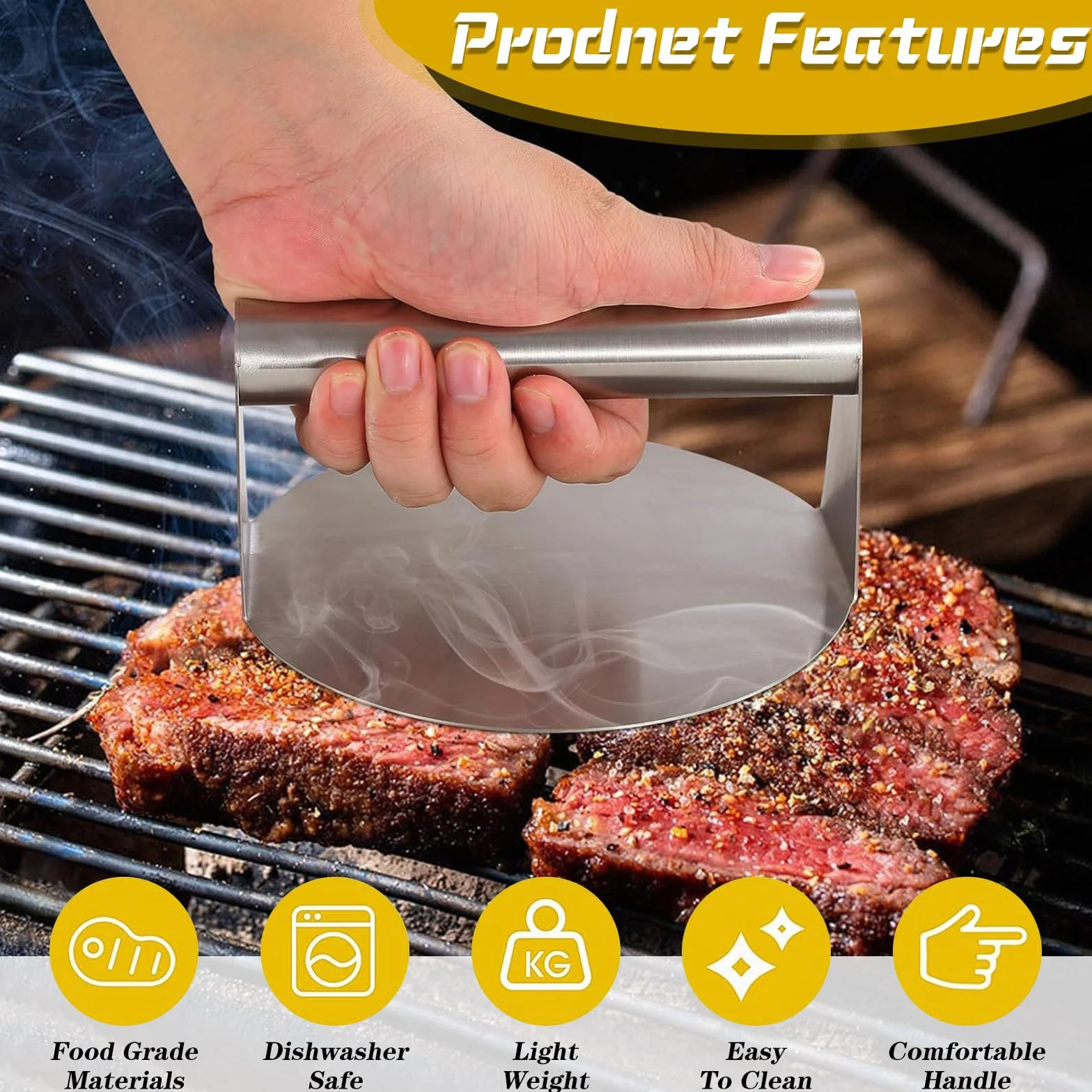 Batticarne Burger Pattie Presse – Pressa per Hamburger e schiaccia Hamburger, Ideale per grigliate all'aperto, Hamburgers e panini