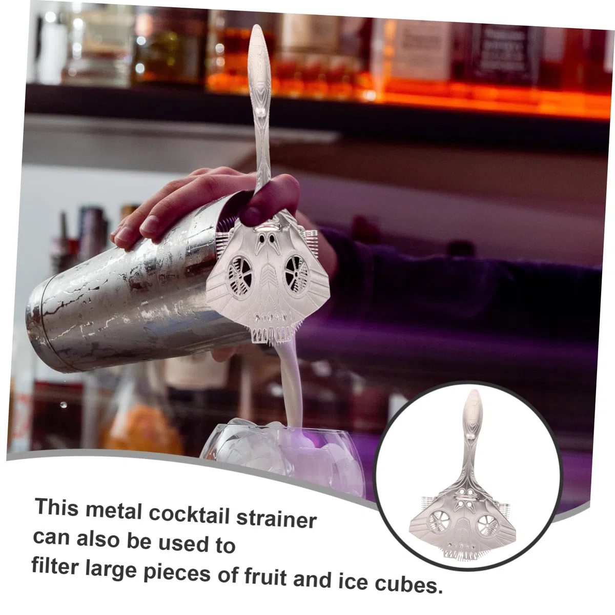 MAGICLULU Filtro Cocktail in Acciaio Inossidabile 304 Strainer Per Cubetti Di Ghiaccio E Residui Utensile Professionale Per Bar Hotel Casa Caffetteria 7.09X4.33X0.79In