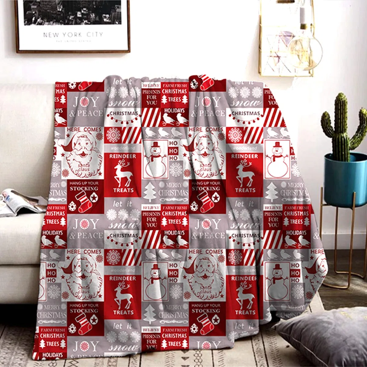 Coperta Sherpa di Natale Super Morbida e Soffice per TV, Divano e Letto - Decorazione Vacanza per Adulti e Bambini (A, 130x150cm)