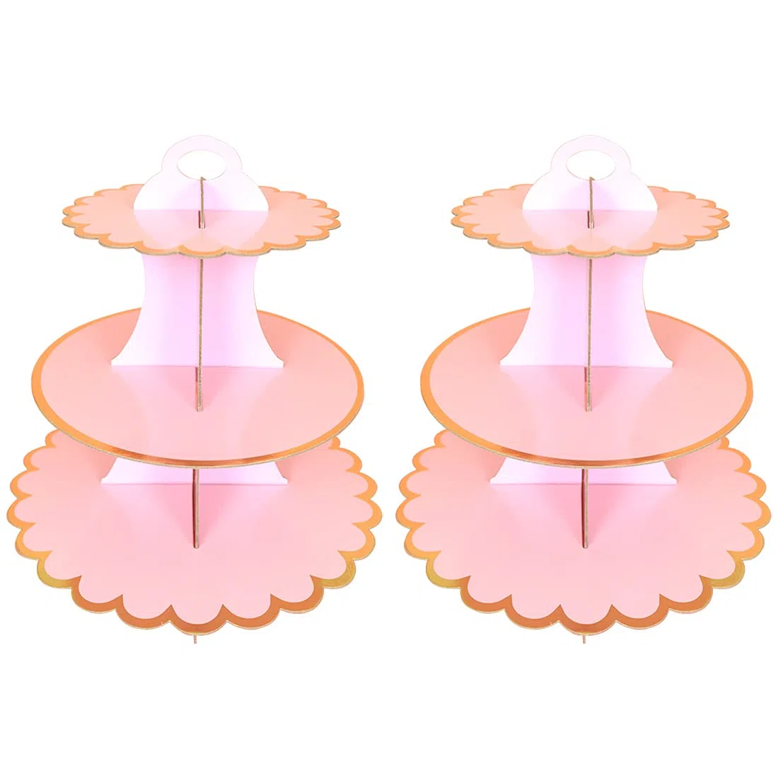 2 CONFEZIONE Supporto per torte in cartone, supporto per cupcake a 3 livelli, tonda in carta, supporto per dessert monouso, per compleanno, tè pomeridiano, matrimonio, anniversario, festa di