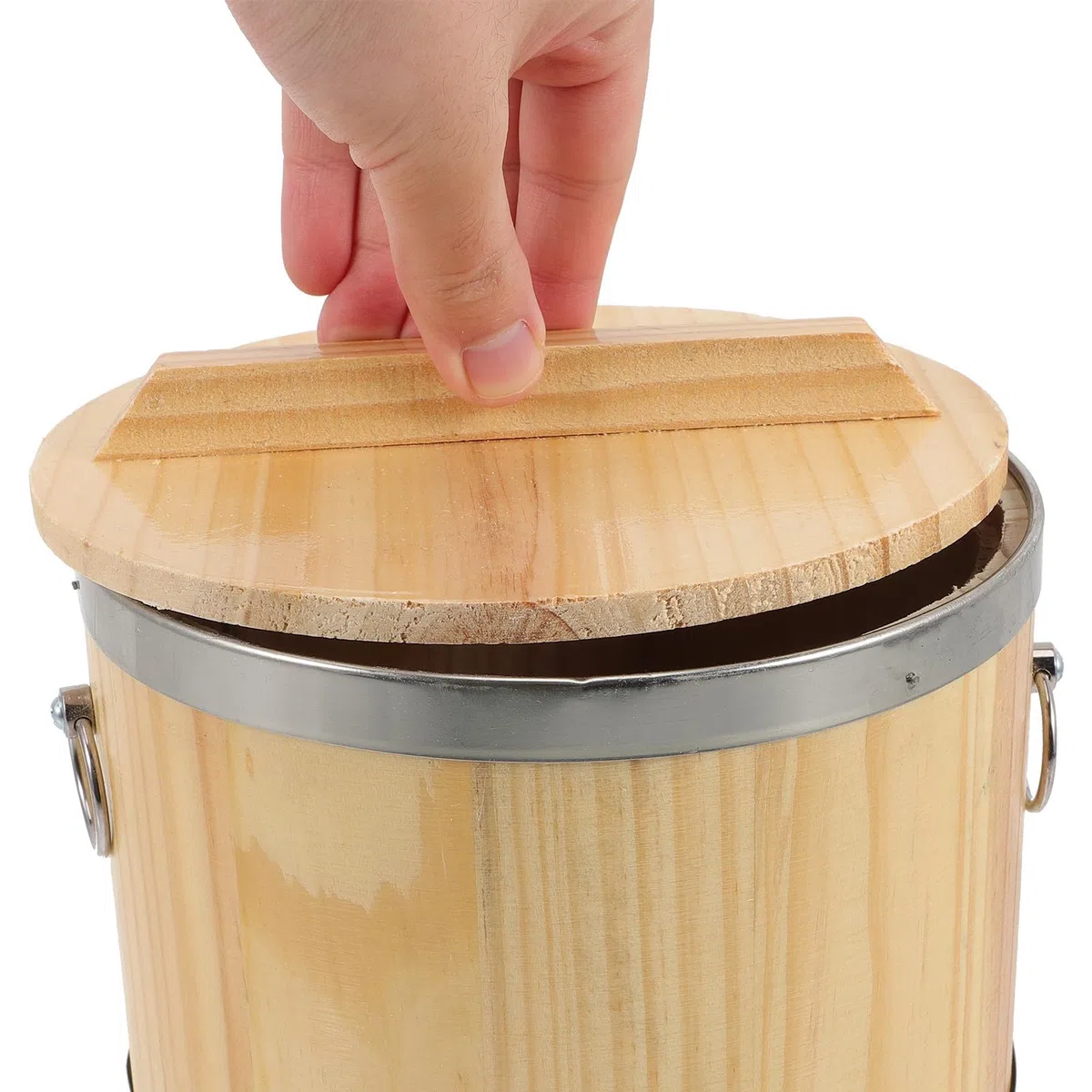Contenitore in Legno Coperchio per Riso Cotto Sushi, Secchio Rotondo Multifunzione la Conservazione Alimenti, Accessorio Cucina per Famiglie e Ristoranti