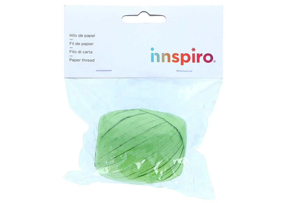 INNSPIRO Rafia di carta colore verde, 4 mm x 30 m