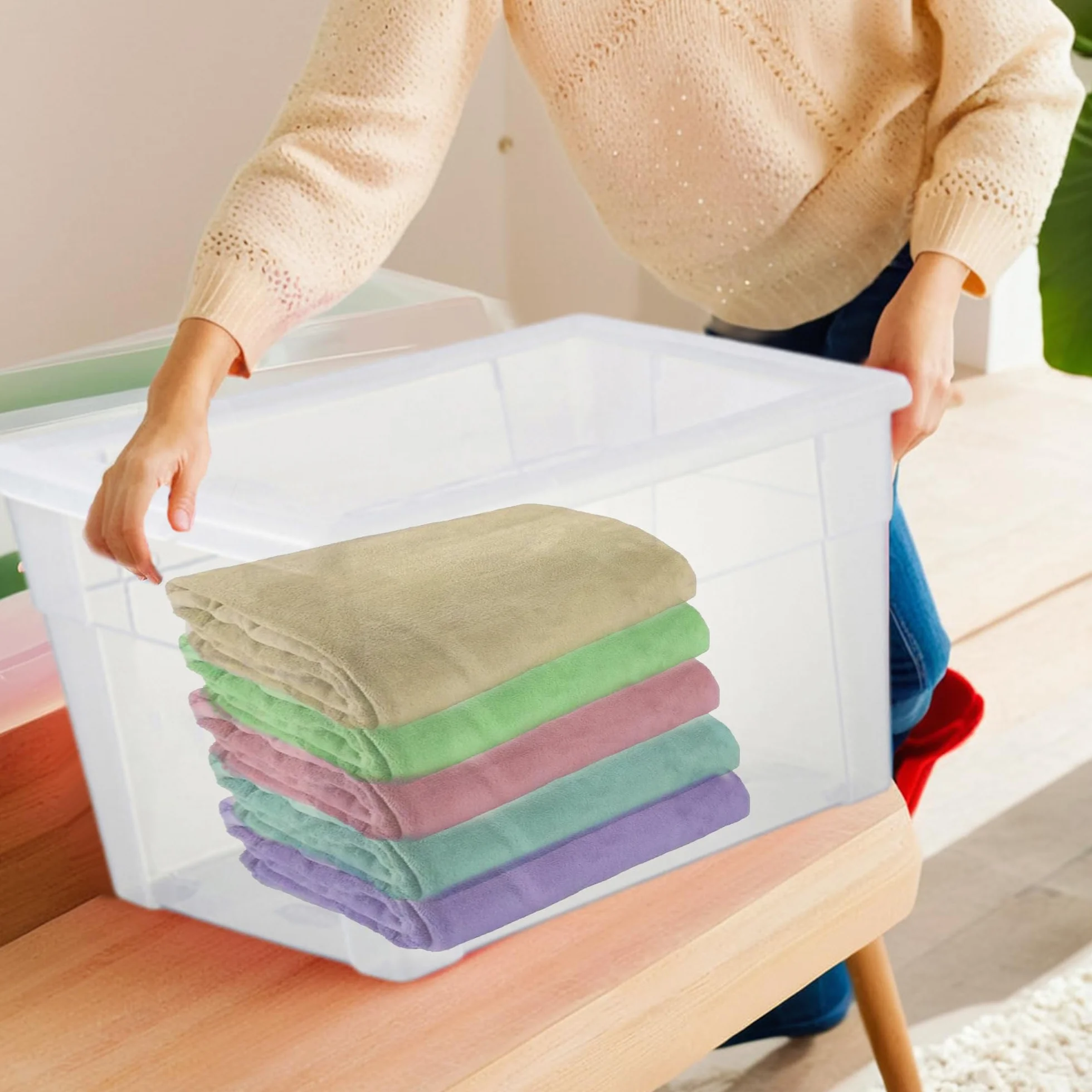 Stefanplast Visualbox - Contenitore multiuso con chiusura a scatto, 30 L, Trasparente, XXL - 59 x 39 x 17 cm