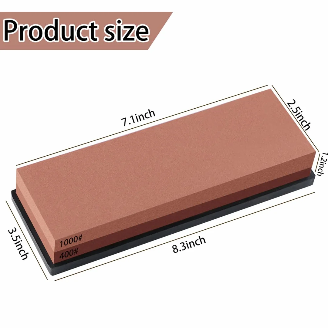 LAOJU Pietra Affilatrice Professionale per Coltelli a Doppia Faccia Grana 400/1000 con Base in Gomma Antiscivolo