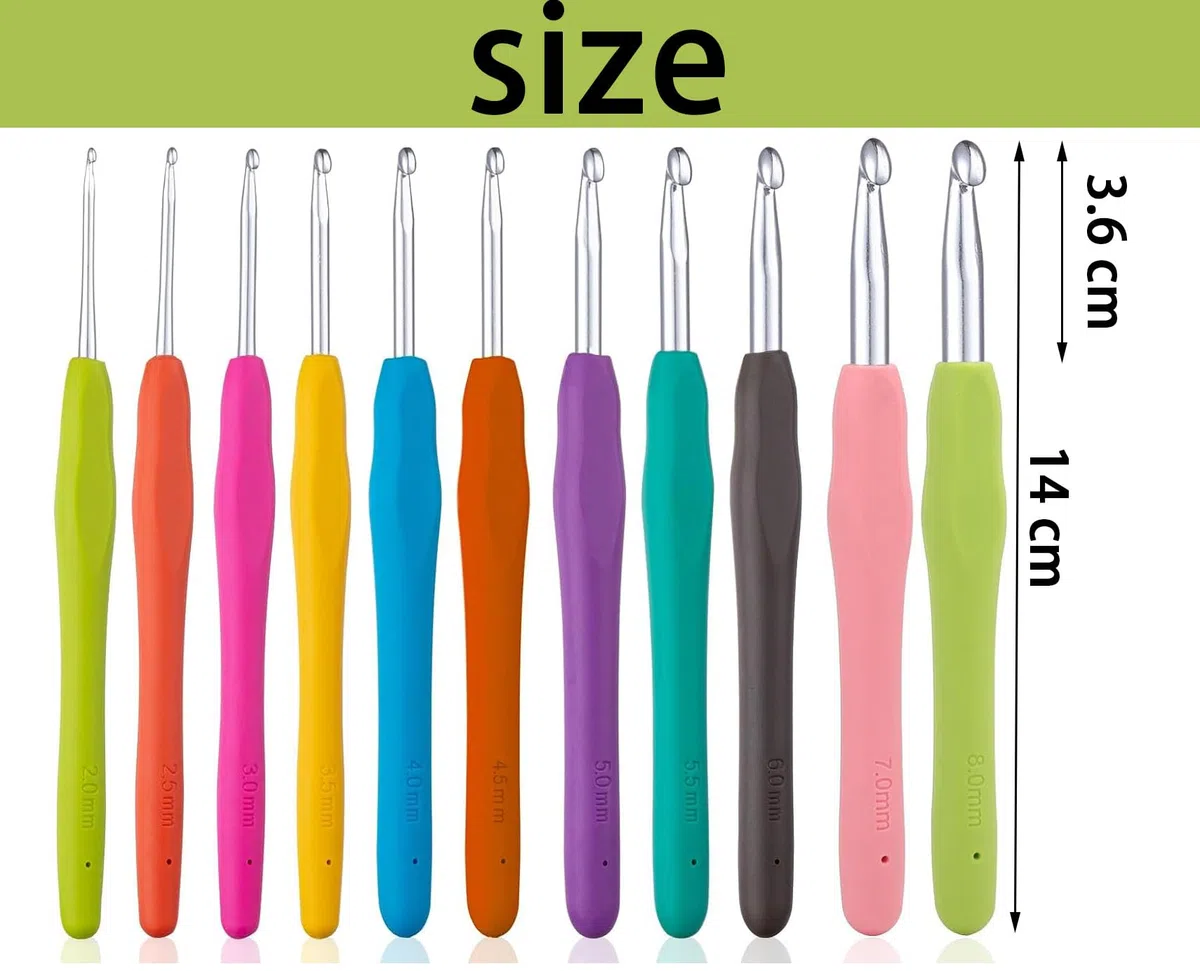 Set Di Uncinetti 30pcs, 11 Pezzi Ergonomici Morbidi Impugnature In Gomma Antiscivolo Kit Ferri Per Maglieria Con Custodia, Ideale Per Qualsiasi Tipo Di Motivi E Filati 2 mm -8mm