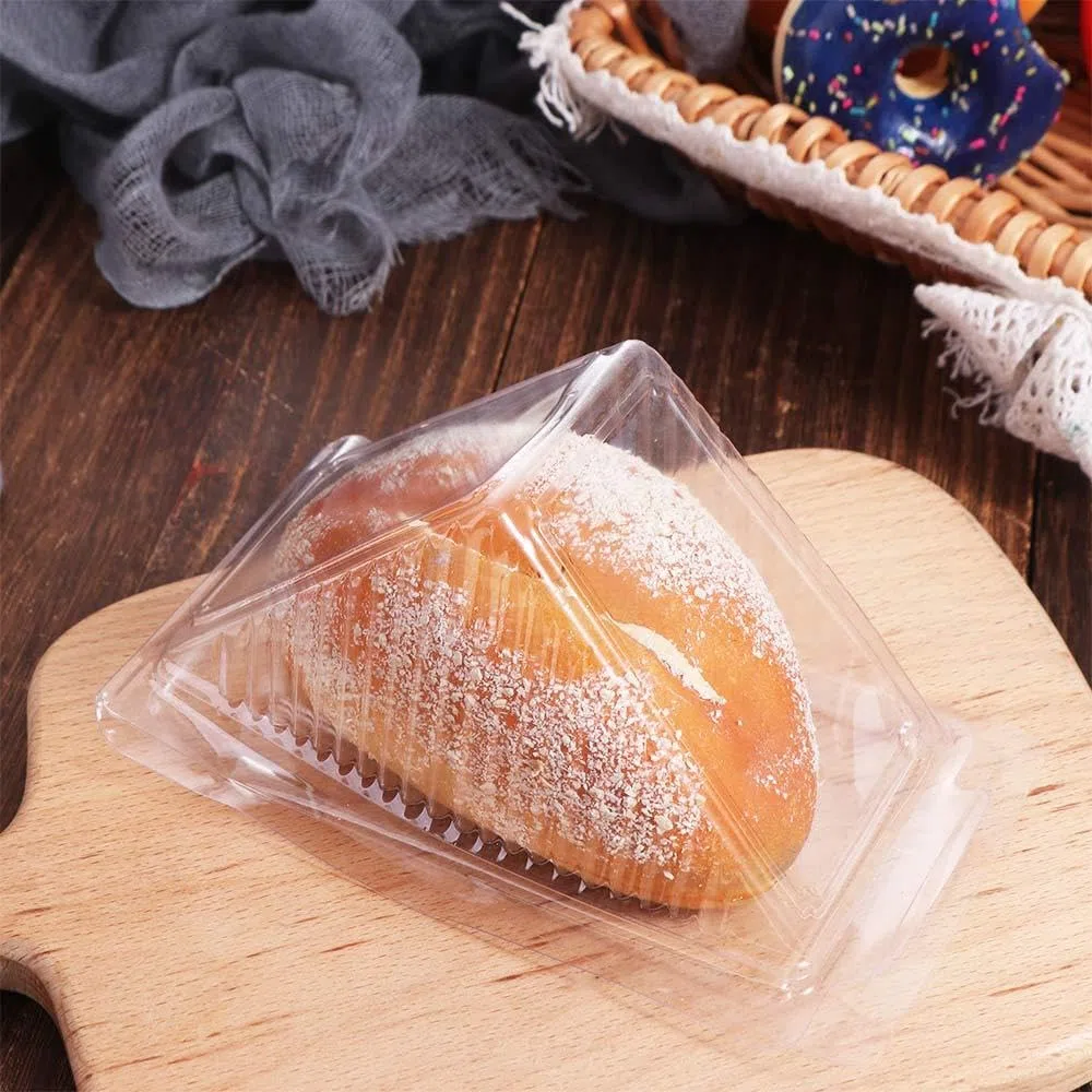 100pcs Triangolo Sandwich Contenitore Monouso Sandwich Scatola di Imballaggio di Plastica Triangolo Contenitori per Alimenti per Torta Dessert Hamburger
