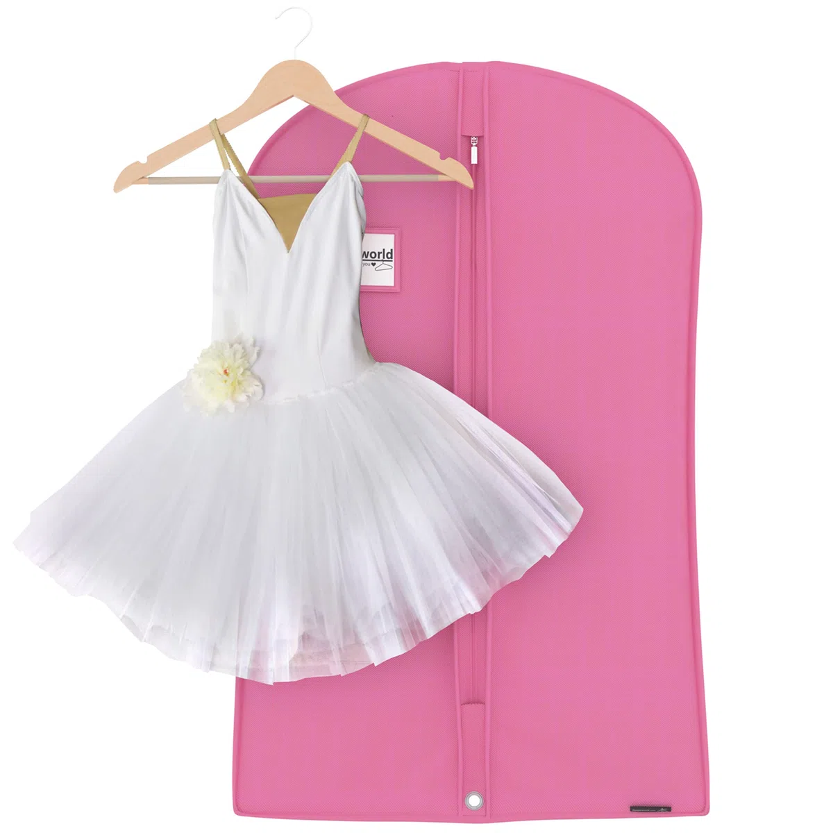 Hangerworld Custodia Porta Abiti 96cm per Bambini in Tessuto Traspirante Rosa con Cerniera Lampo