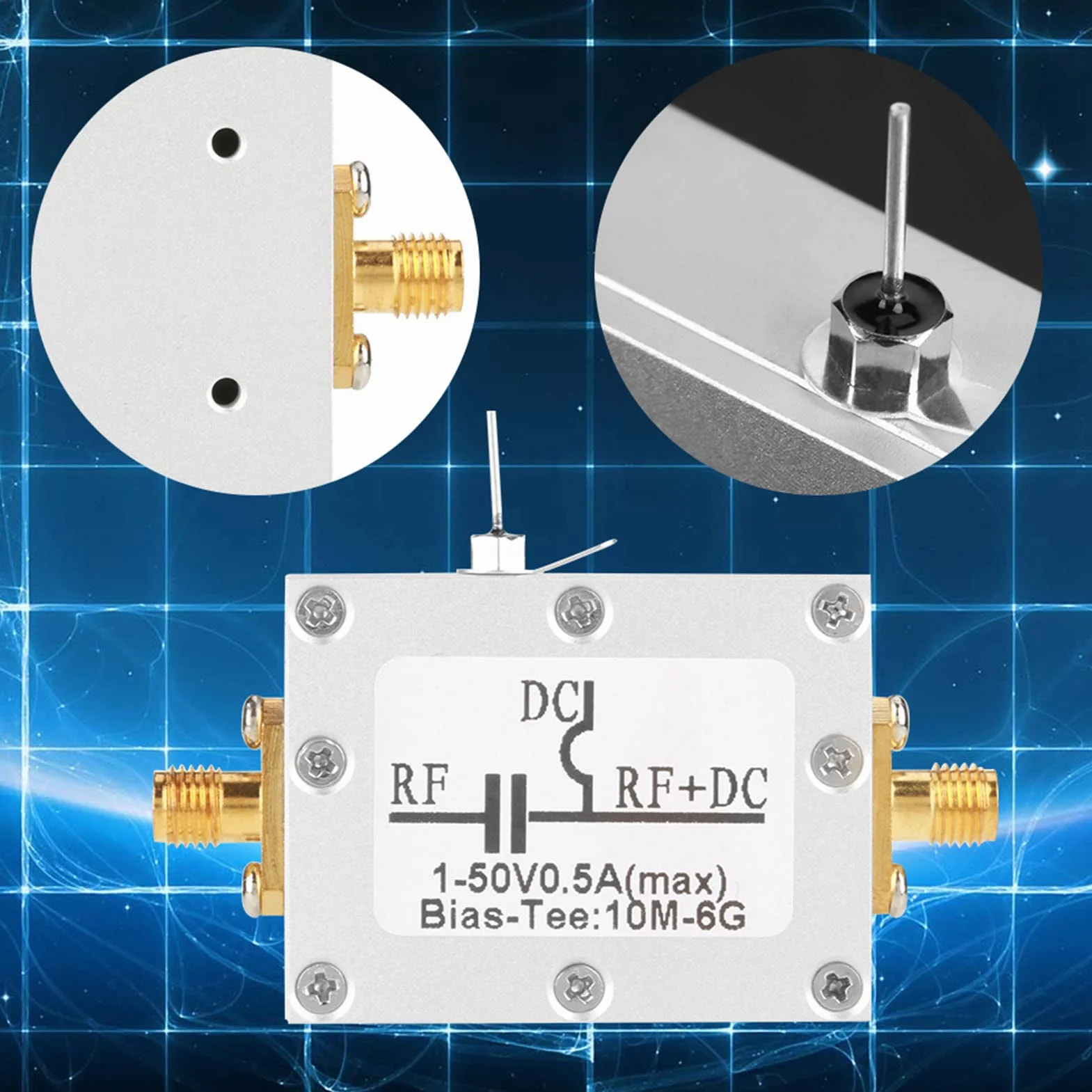 Estink Bias Tee Coassiale RF, 10 MHz-6 GHz, Modulo Banda Larga Alta Frequenza per Microonde, Pretensione RF-Bias T