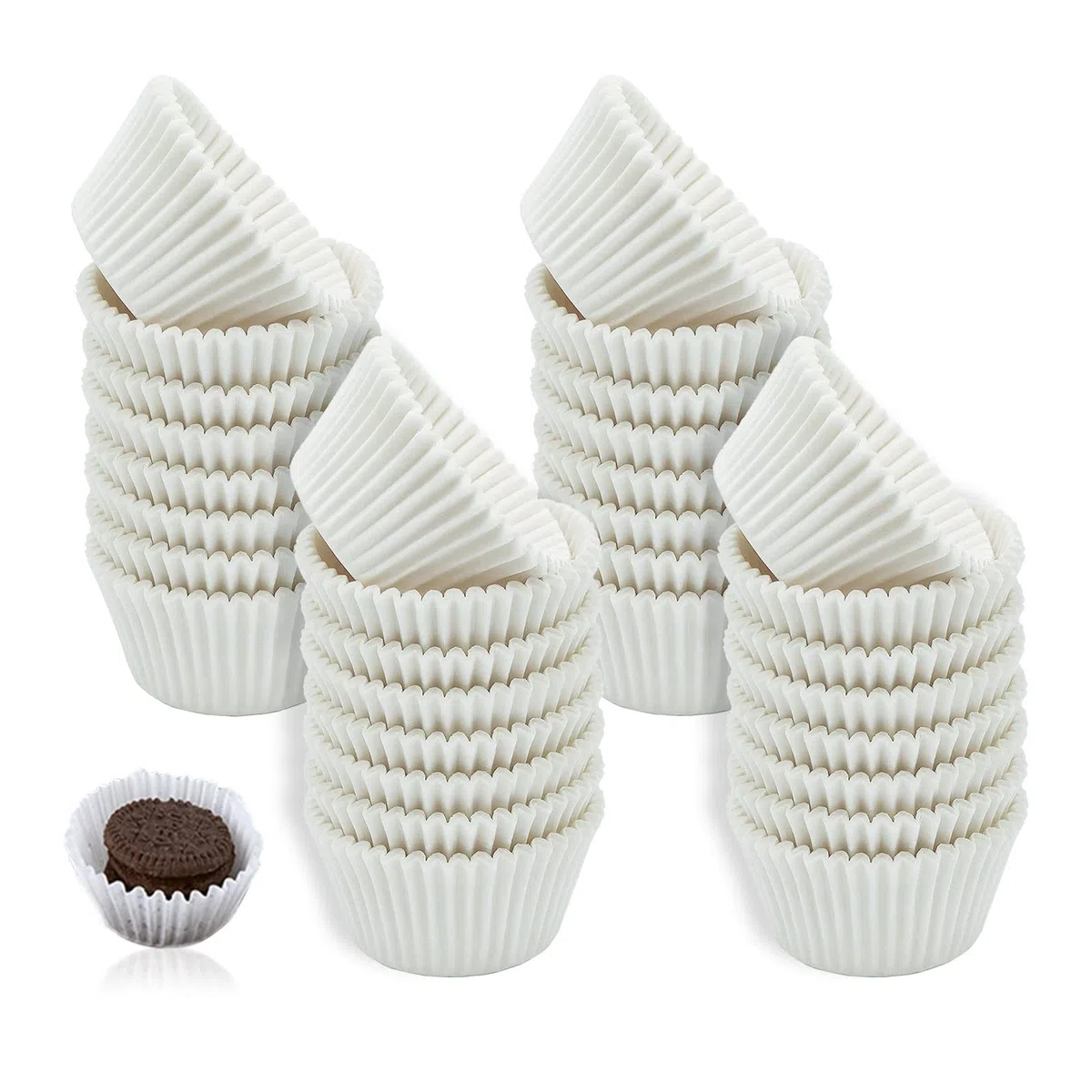 MIVAIUN 1000 Pz Piccoli Pirottini di Carta Bianchi per Cupcake Pirottini di Carta per Muffin, Cupcake, Caramelle al Cioccolato, Resistente al Grasso (Bianco)
