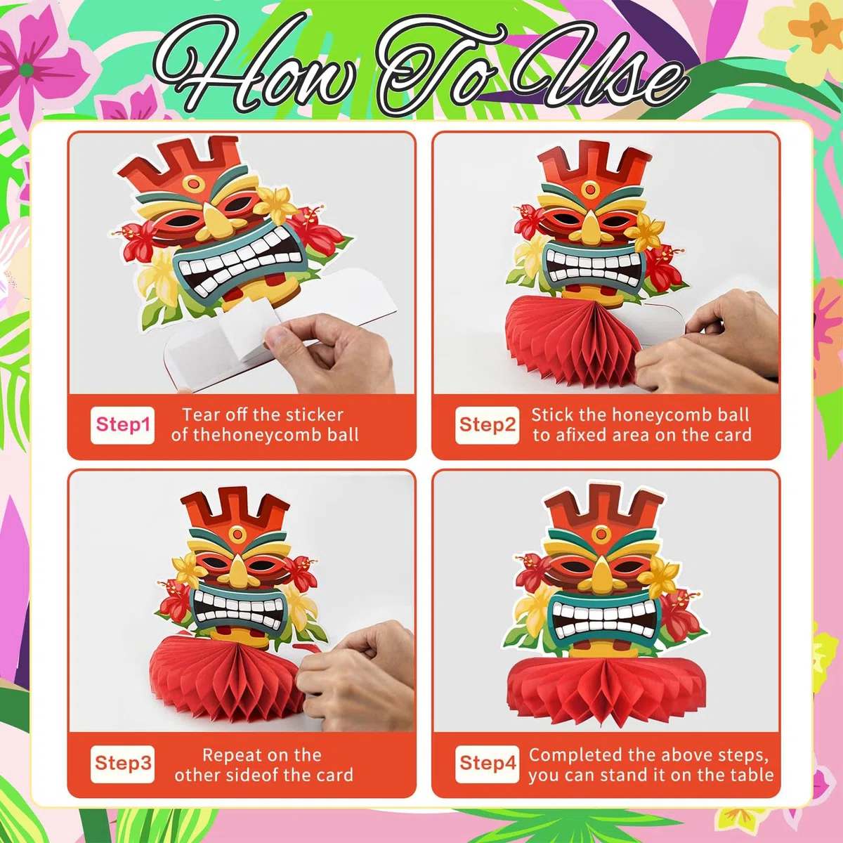 Set Decorativo per Festa Luau Hawaiana: Tema Aloha con Centrotavola A Nido D’Ape A Luau, Perfetto per Tiki E Celebrazioni Hawaii