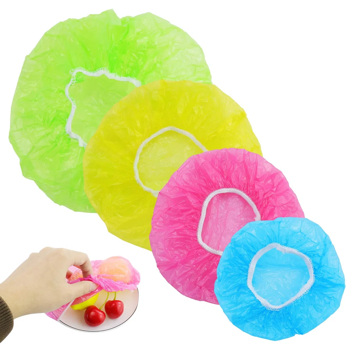 Set di 160 sacchetti elastici salvafreschezza, quattro misure, impermeabili, con elastico, riutilizzabili, per verdure, colorati