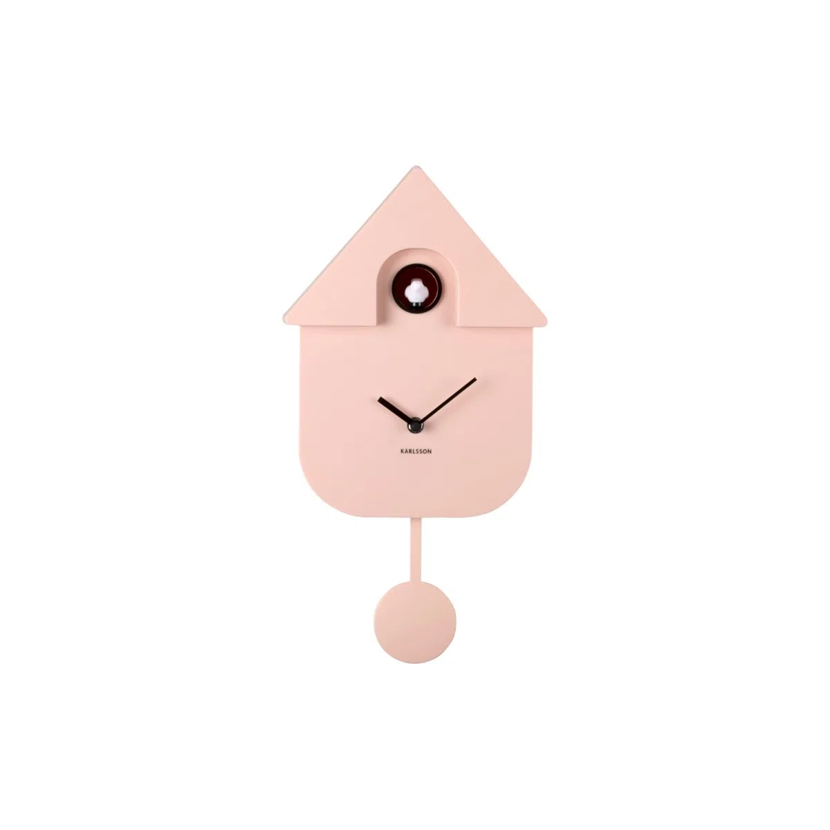 Whale Karlsson KA5768LP - Orologio a cucù da Parete Moderno a Pendolo, Colore: Rosa Tenue