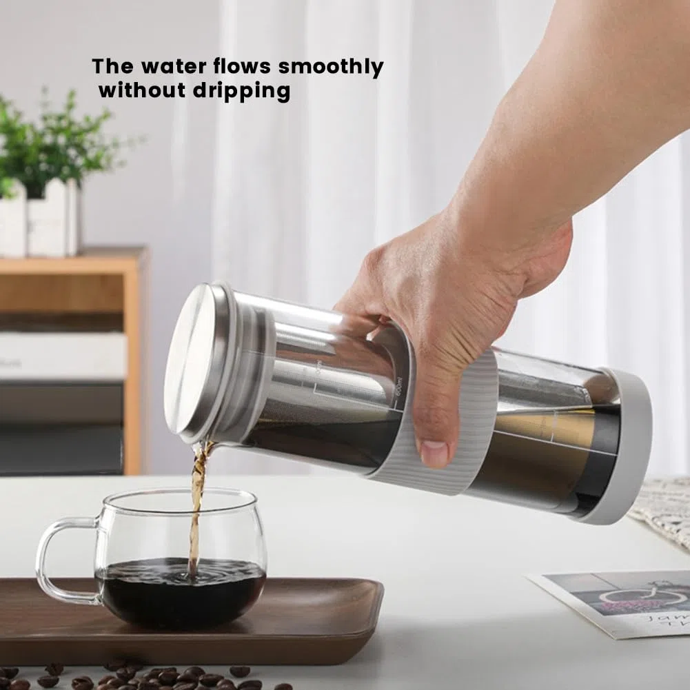 Infusore portatile ermetico per caffè e tè, 800 ml, caraffa in vetro