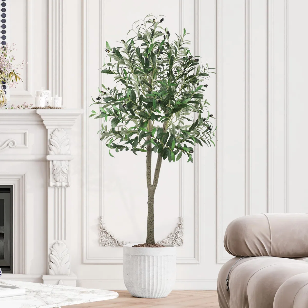 YOLEO Albero Artificiale di Ulivo 150 cm Piante Artificiali Interno Falso Pianta Verde Decorazione per Interno Esterno Casa Camera Soggiorno Balcone Cortile Giardino