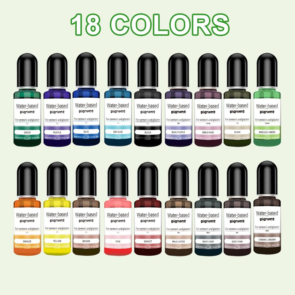 Pigmenti Colorati per Polveri da Colata, 18 Colori di Pigmenti Colorati, per Polvere da Colata con 15cm Cucchiaio, per Rivestimento, Pittura per Amanti Dell'arte, 10ml Ciascuno